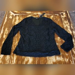 SOLD! ALLEGRA K-NWT-Lace-Semi-Lined-Faux Button-V-neck Blouse-Size Lrg.